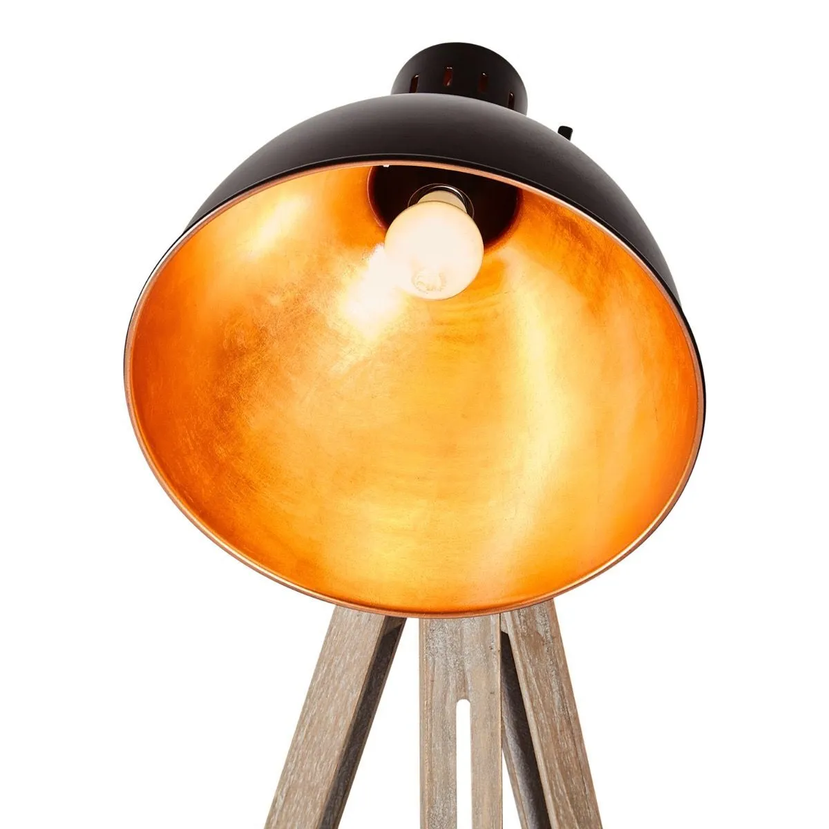 153cm Havana Adjustable Wooden Tripod Floor Lamp - Open Modern Light Shade