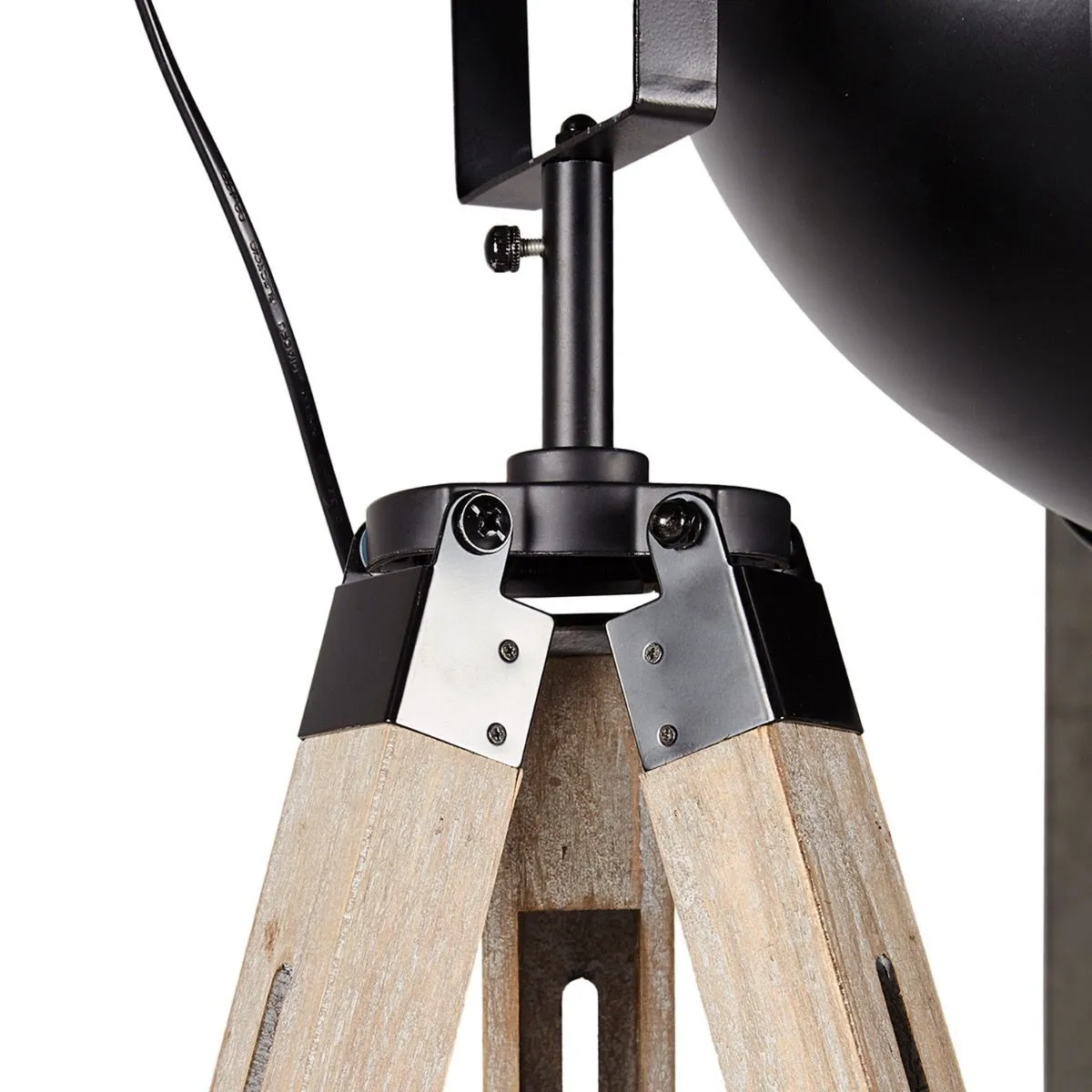 153cm Havana Adjustable Wooden Tripod Floor Lamp - Open Modern Light Shade