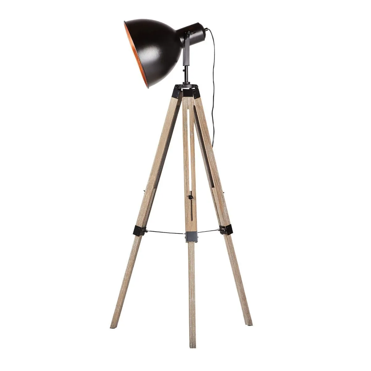 153cm Havana Adjustable Wooden Tripod Floor Lamp - Open Modern Light Shade