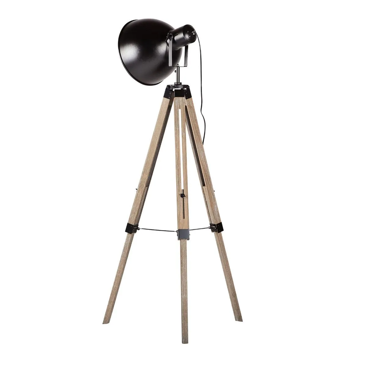 153cm Havana Adjustable Wooden Tripod Floor Lamp - Open Modern Light Shade