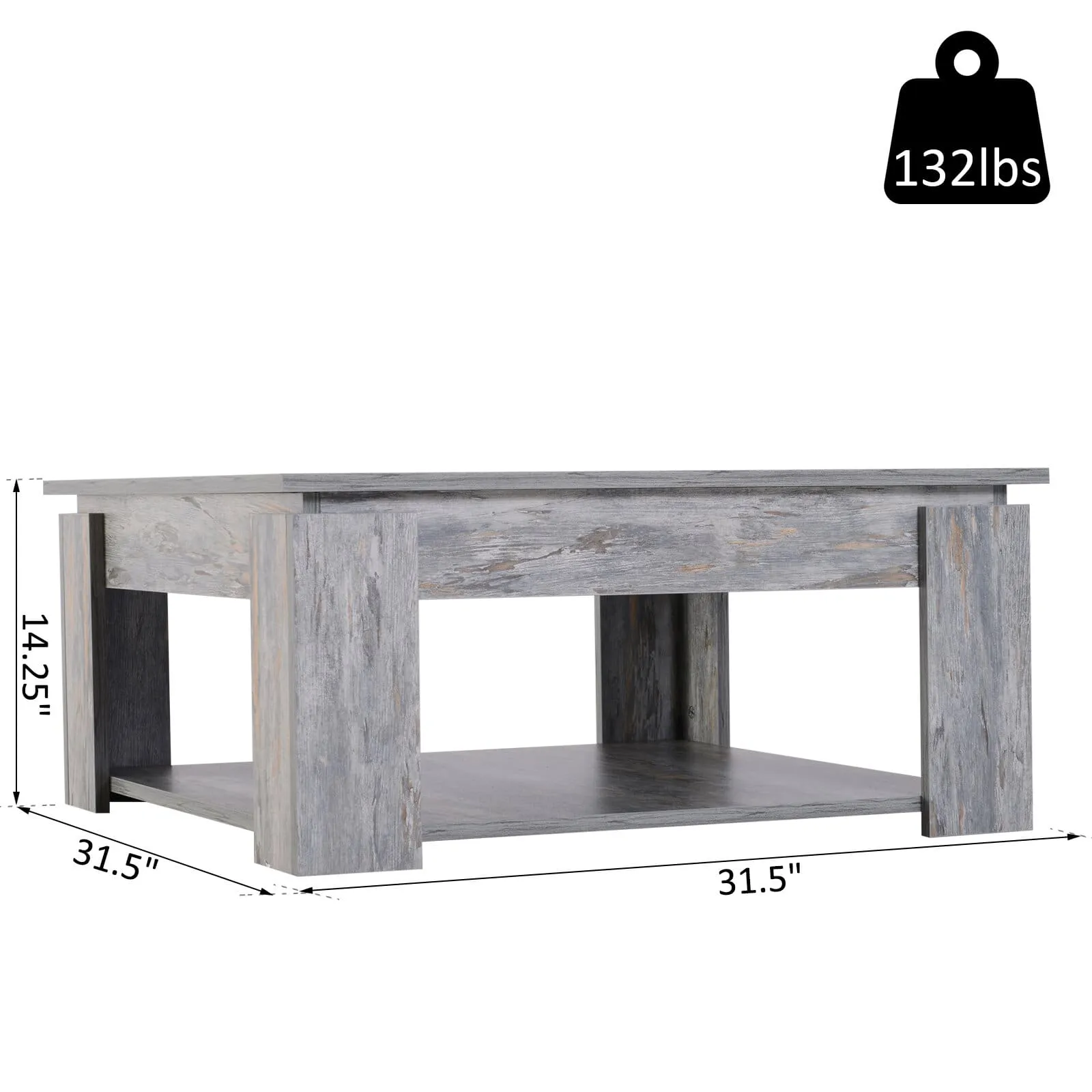 2 Tier Modern Coffee Table - Wood Grain