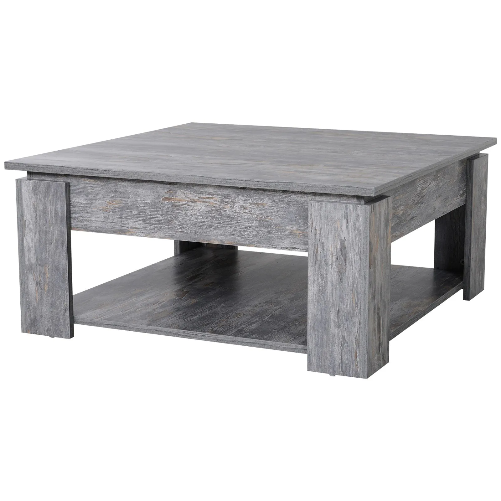 2 Tier Modern Coffee Table - Wood Grain