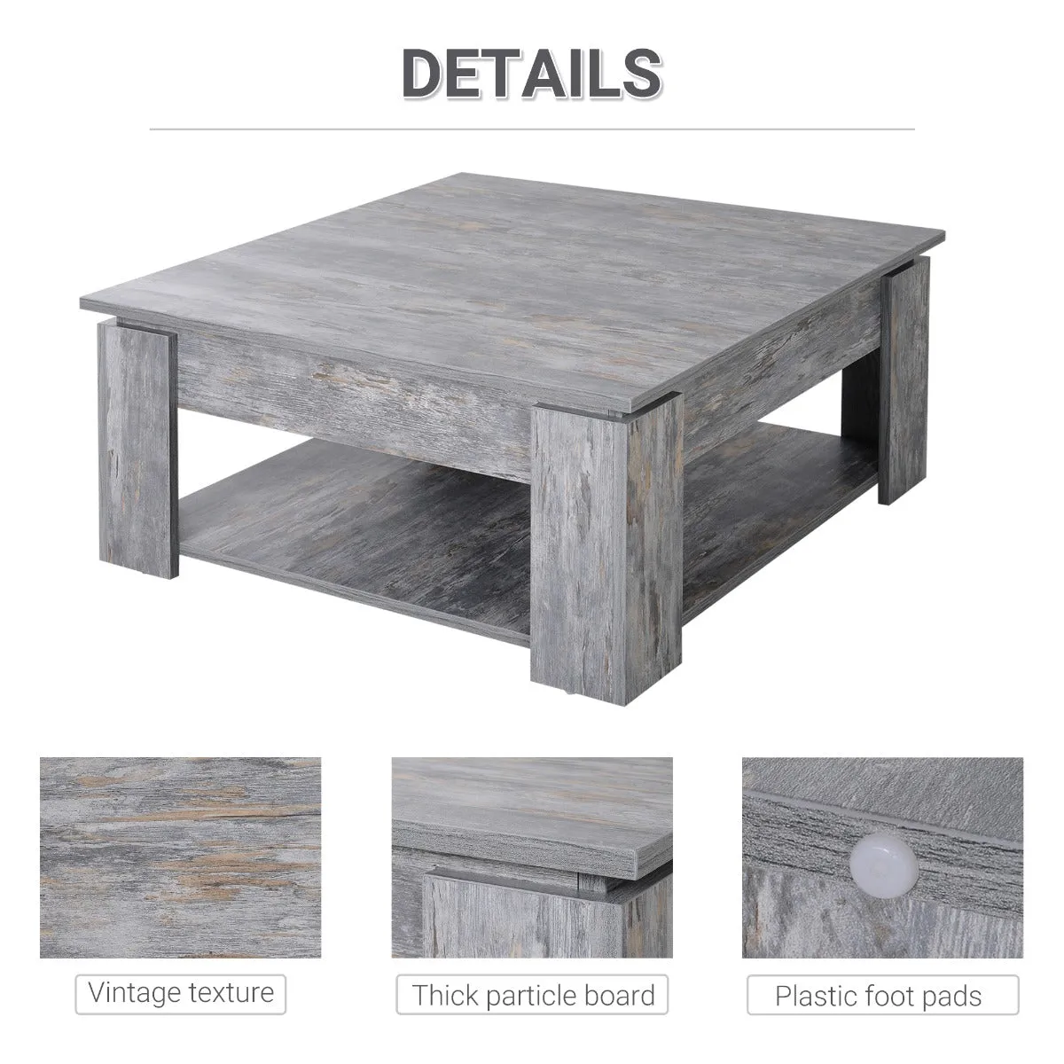 2 Tier Modern Coffee Table - Wood Grain