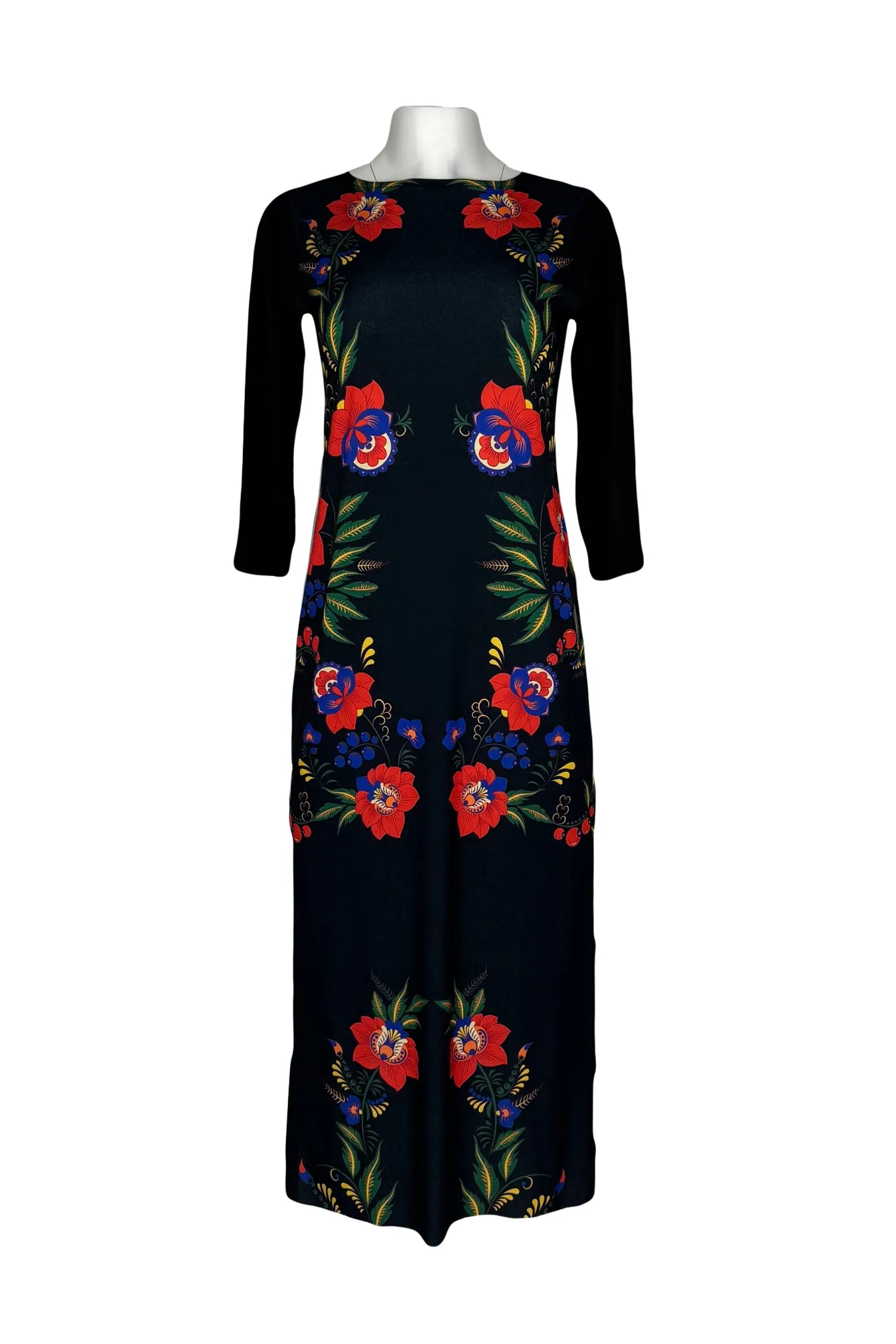 3/4 slit sleeve single layer below knee length dress
