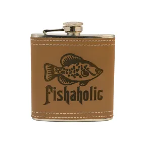 6oz Fishaholic Leather Flask