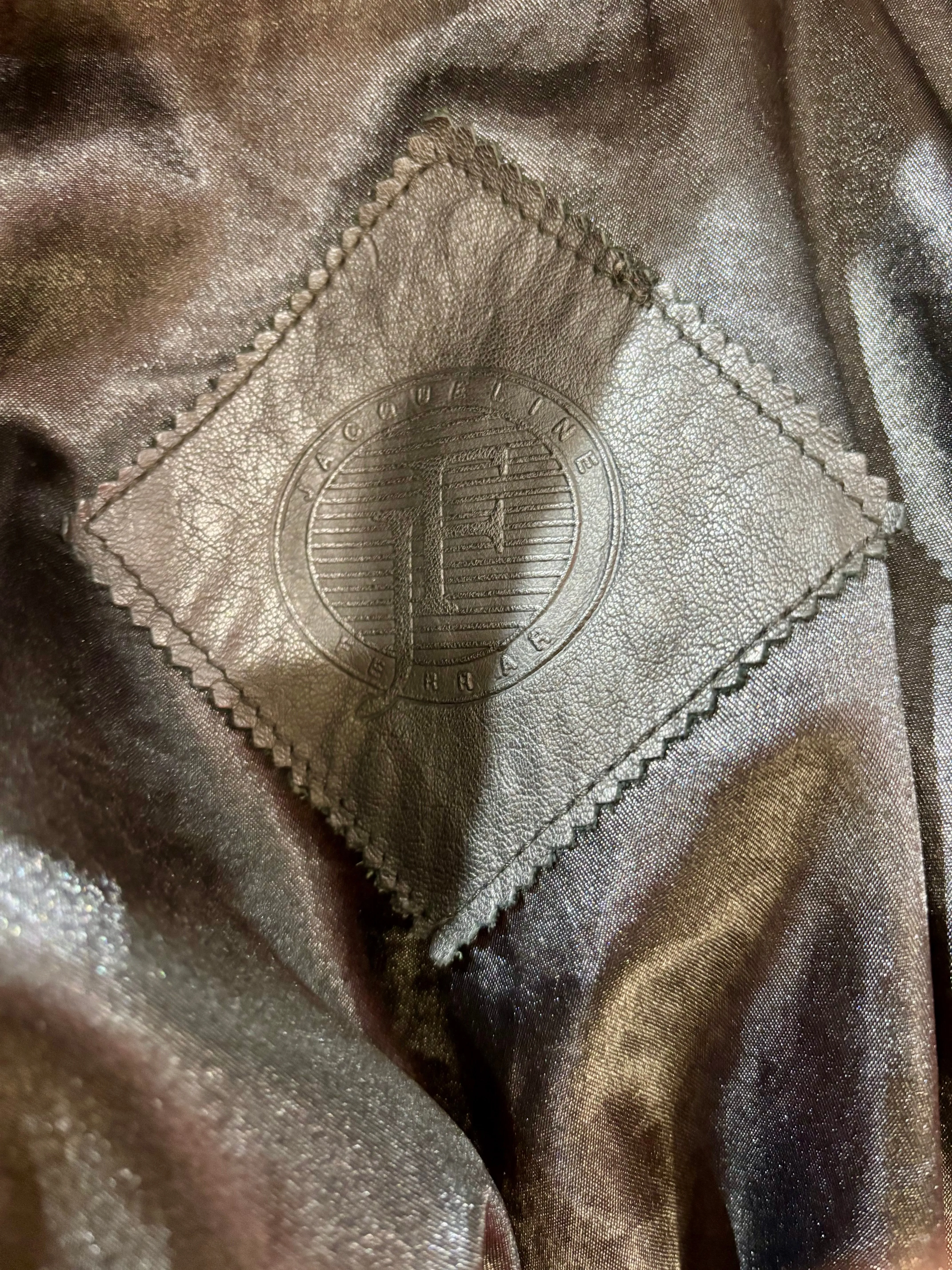 80’s Going 20’s Black Leather Coat With Fur Collar And Front Trim By JF