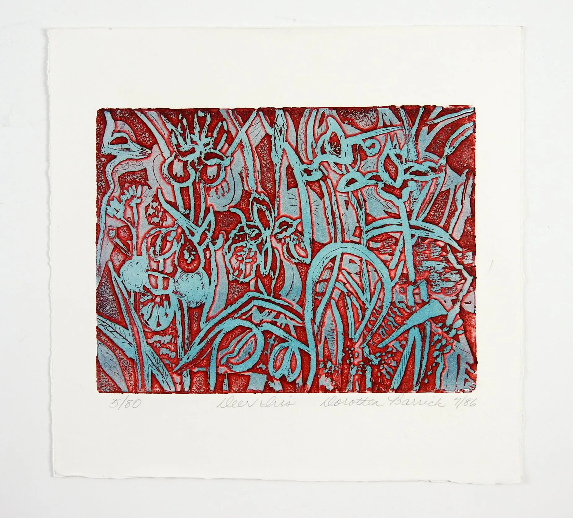 Abstract Iris Floral Etching