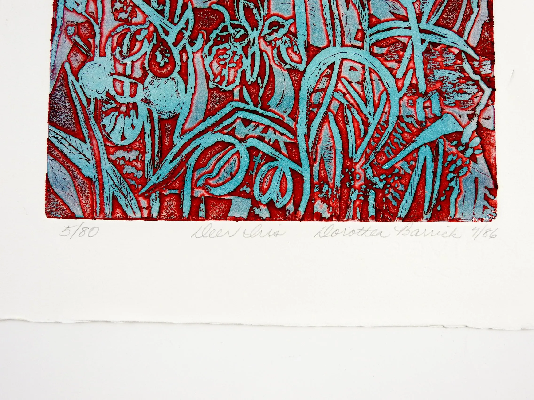 Abstract Iris Floral Etching
