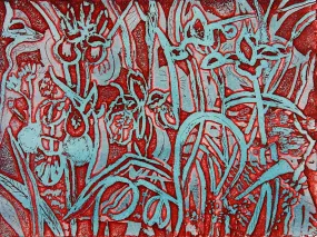 Abstract Iris Floral Etching