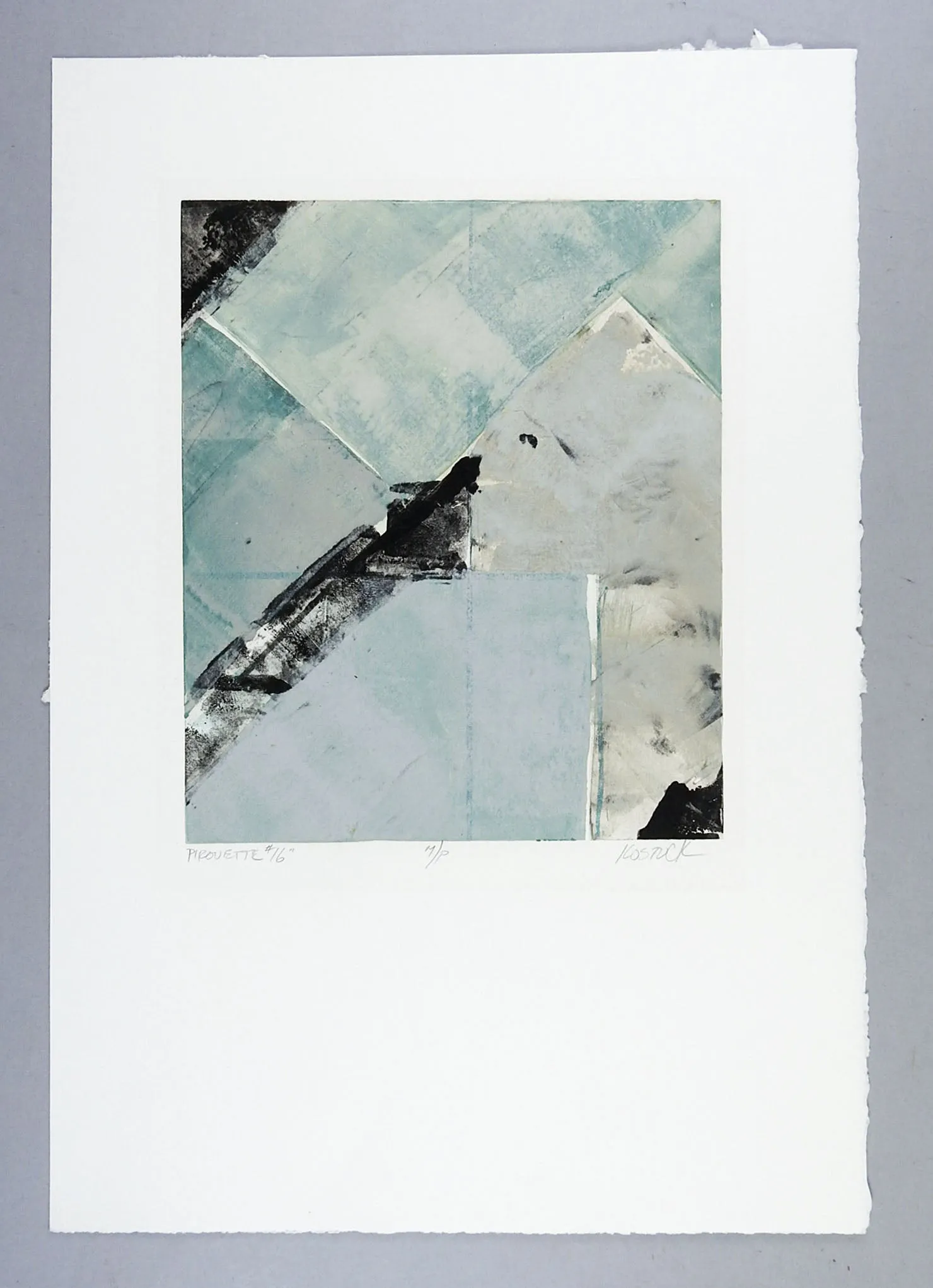 Abstract Monoprint In Blue