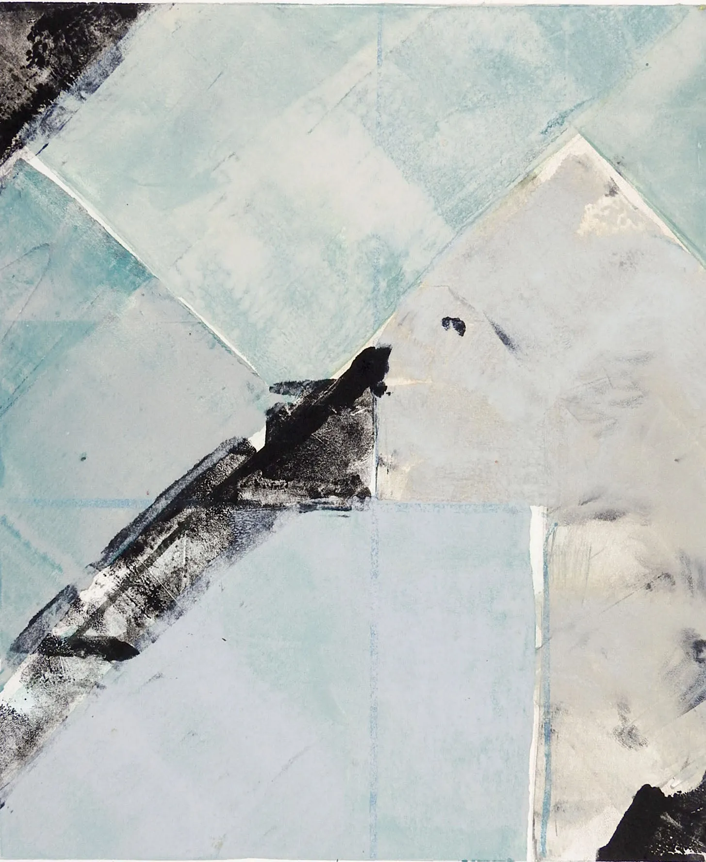 Abstract Monoprint In Blue