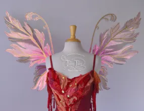 Acorn Painted Iridescent Fairy Wings in Antique Copper with Gold Veins