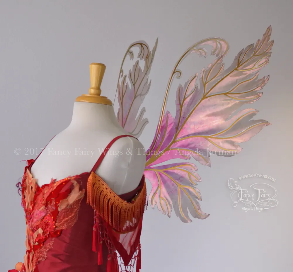 Acorn Painted Iridescent Fairy Wings in Antique Copper with Gold Veins