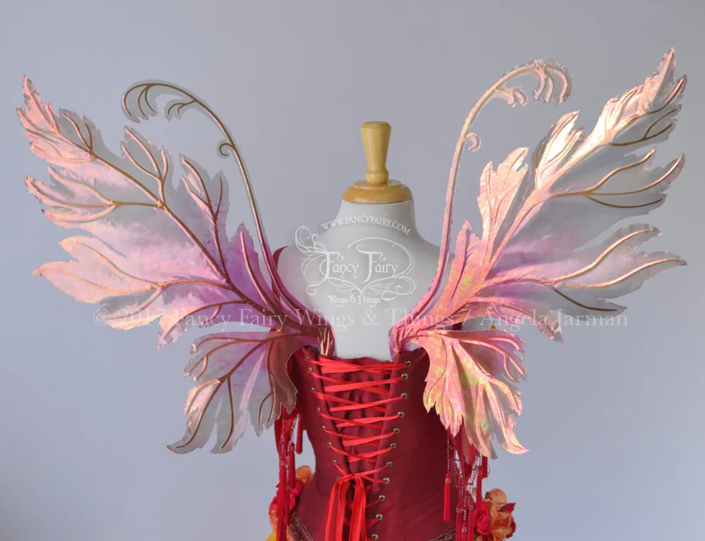 Acorn Painted Iridescent Fairy Wings in Antique Copper with Gold Veins