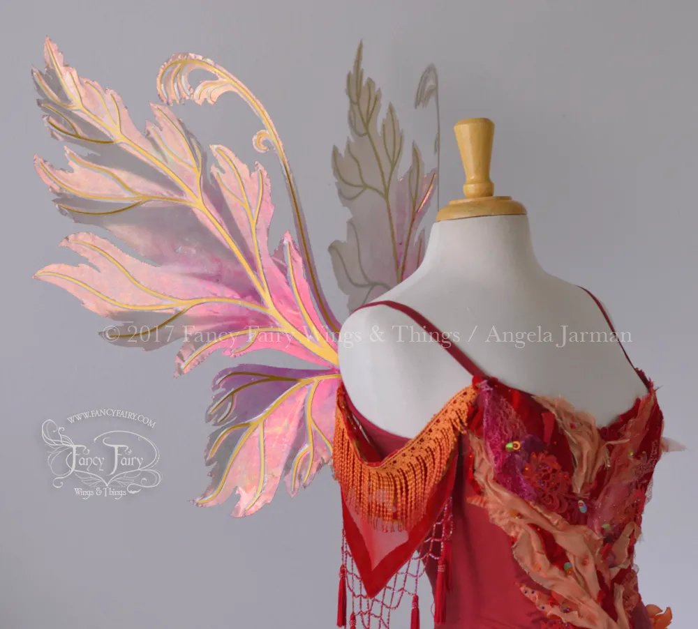 Acorn Painted Iridescent Fairy Wings in Antique Copper with Gold Veins