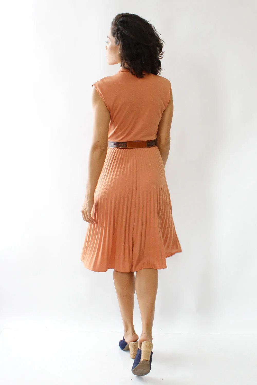 Apricot Pleated Dress S/M