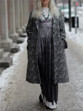 Autumn And Winter Retro Printed Women'S Overcoat