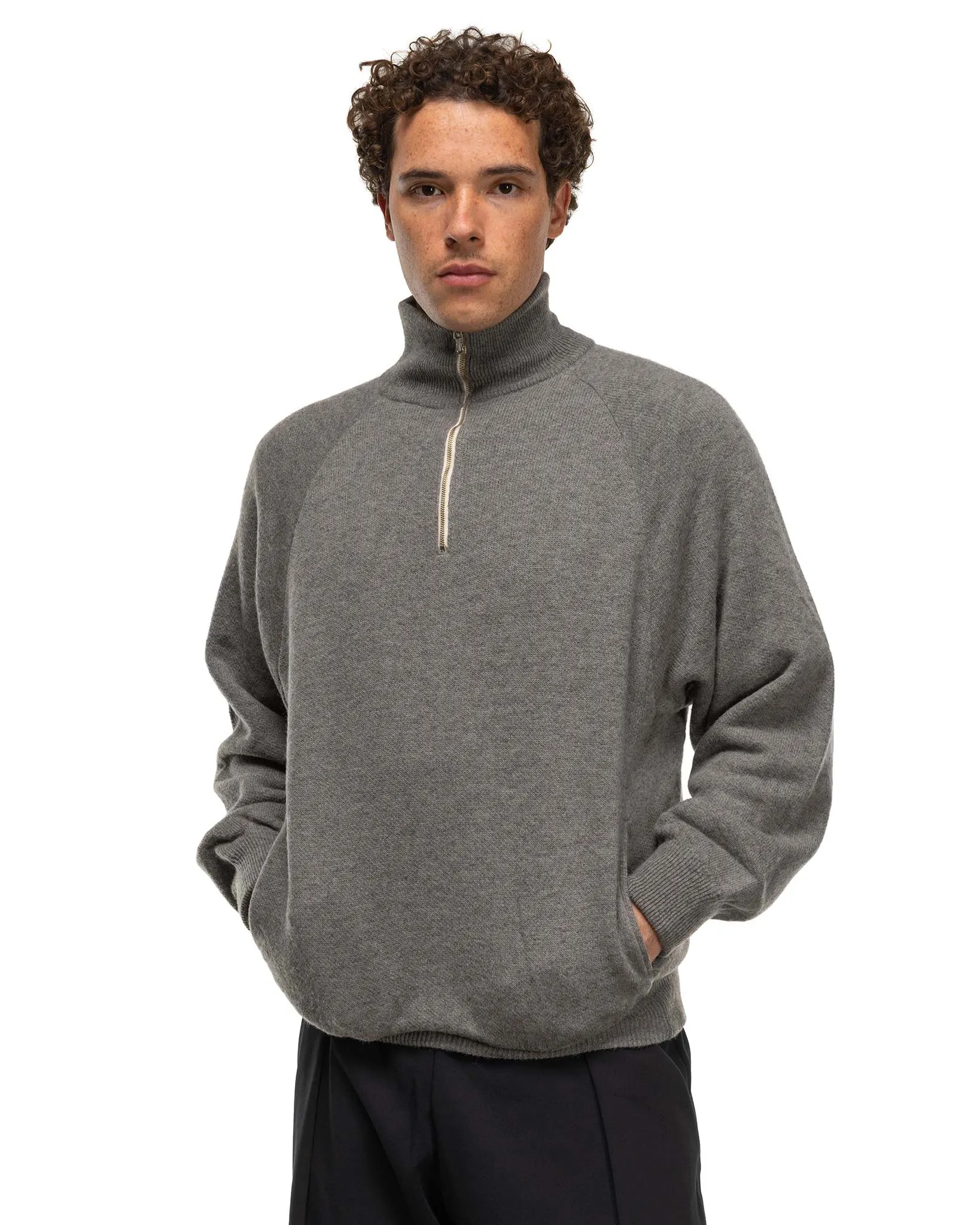 Backloop Camel Half Zip Grey