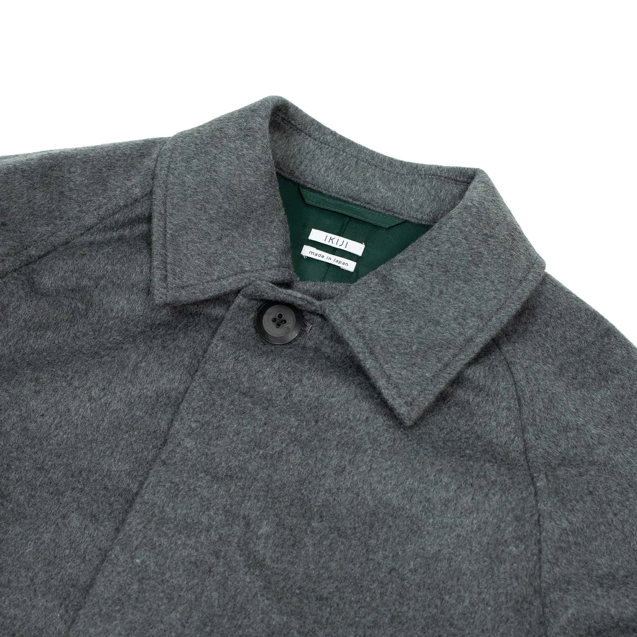 Belted overcoat in mid-grey wool and cashmere