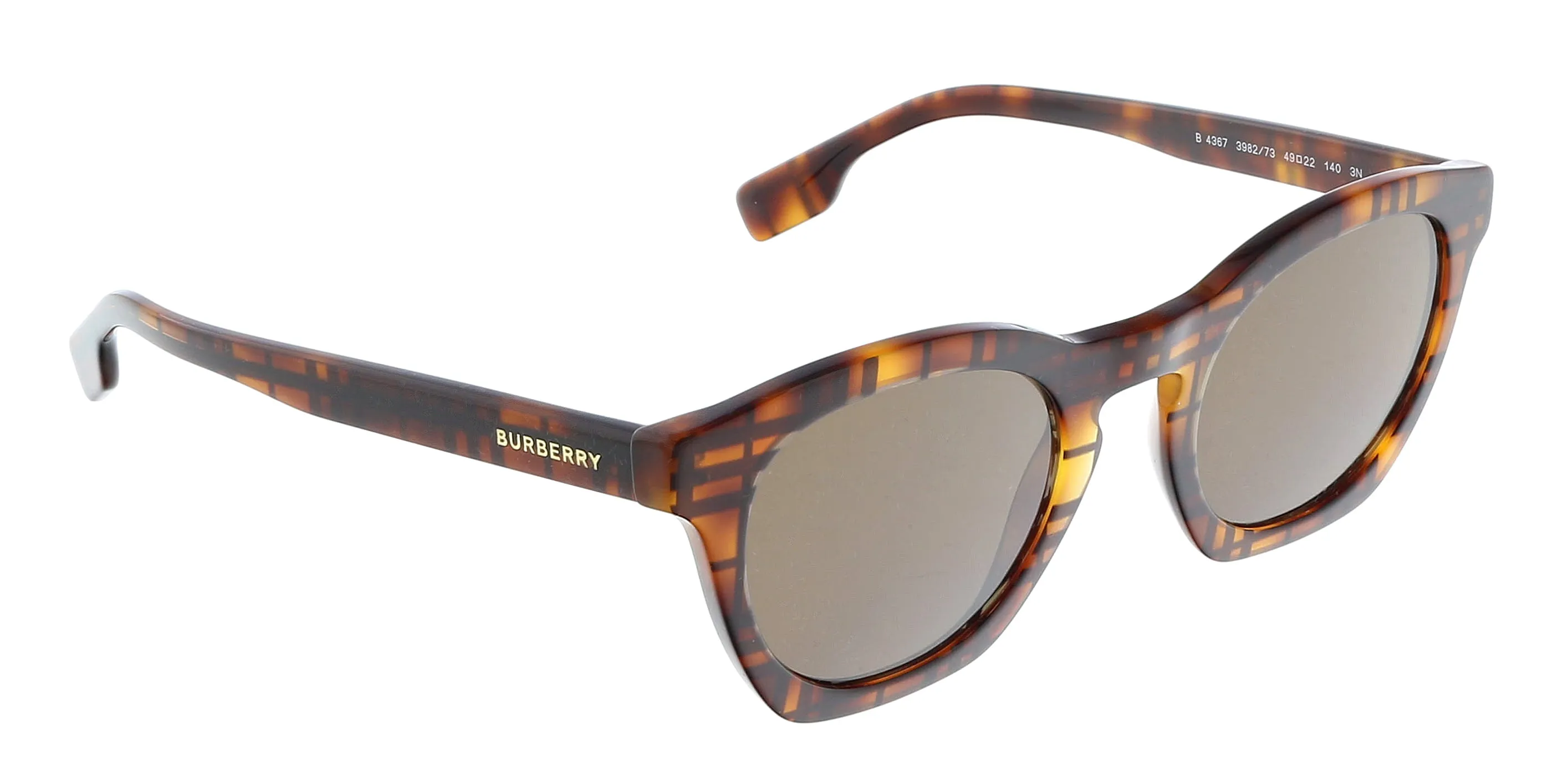 Burberry 0BE4367 398273 Yvette Cateye Full Rim Top Check/Havana Sunglasses
