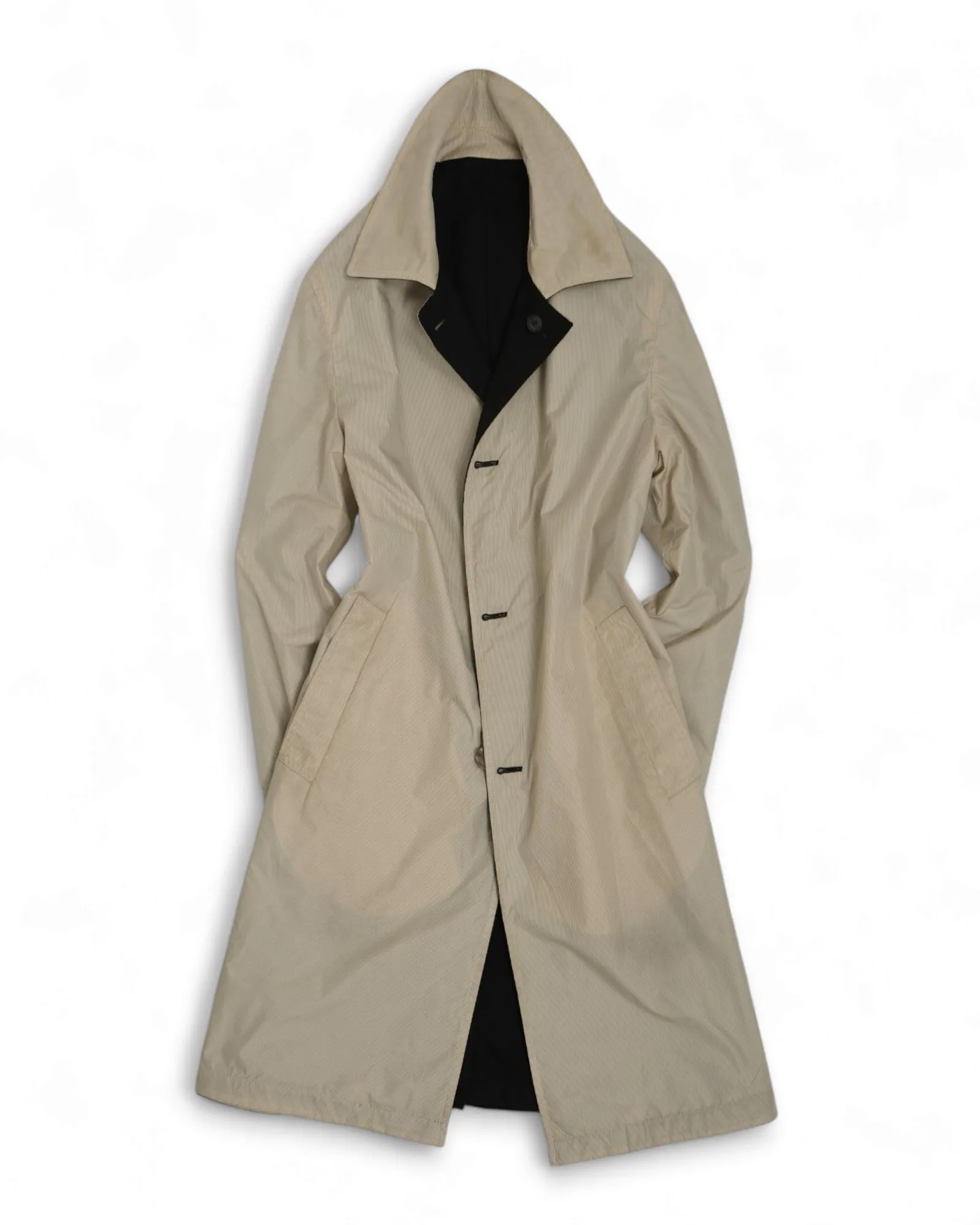 Canali - Black/Beige Reversible Wool Car Coat 50
