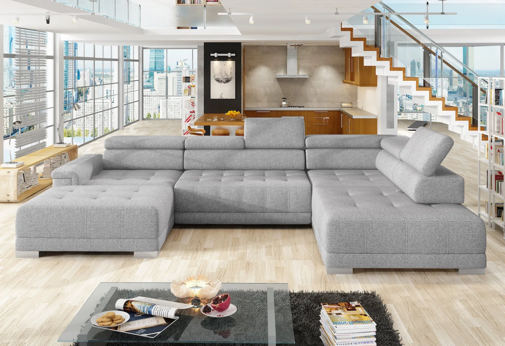 CARINA XL 147" x 86.5" x 70" Wide Sectional with Electric Seat Extension