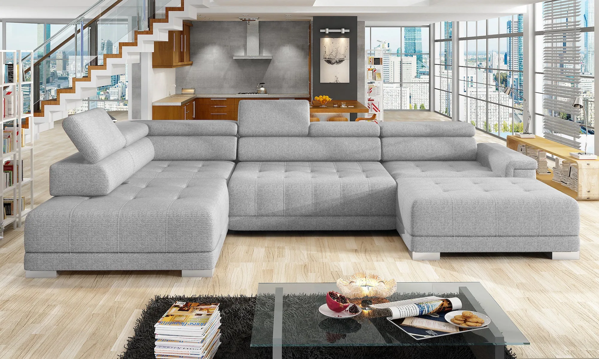 CARINA XL 147" x 86.5" x 70" Wide Sectional with Electric Seat Extension