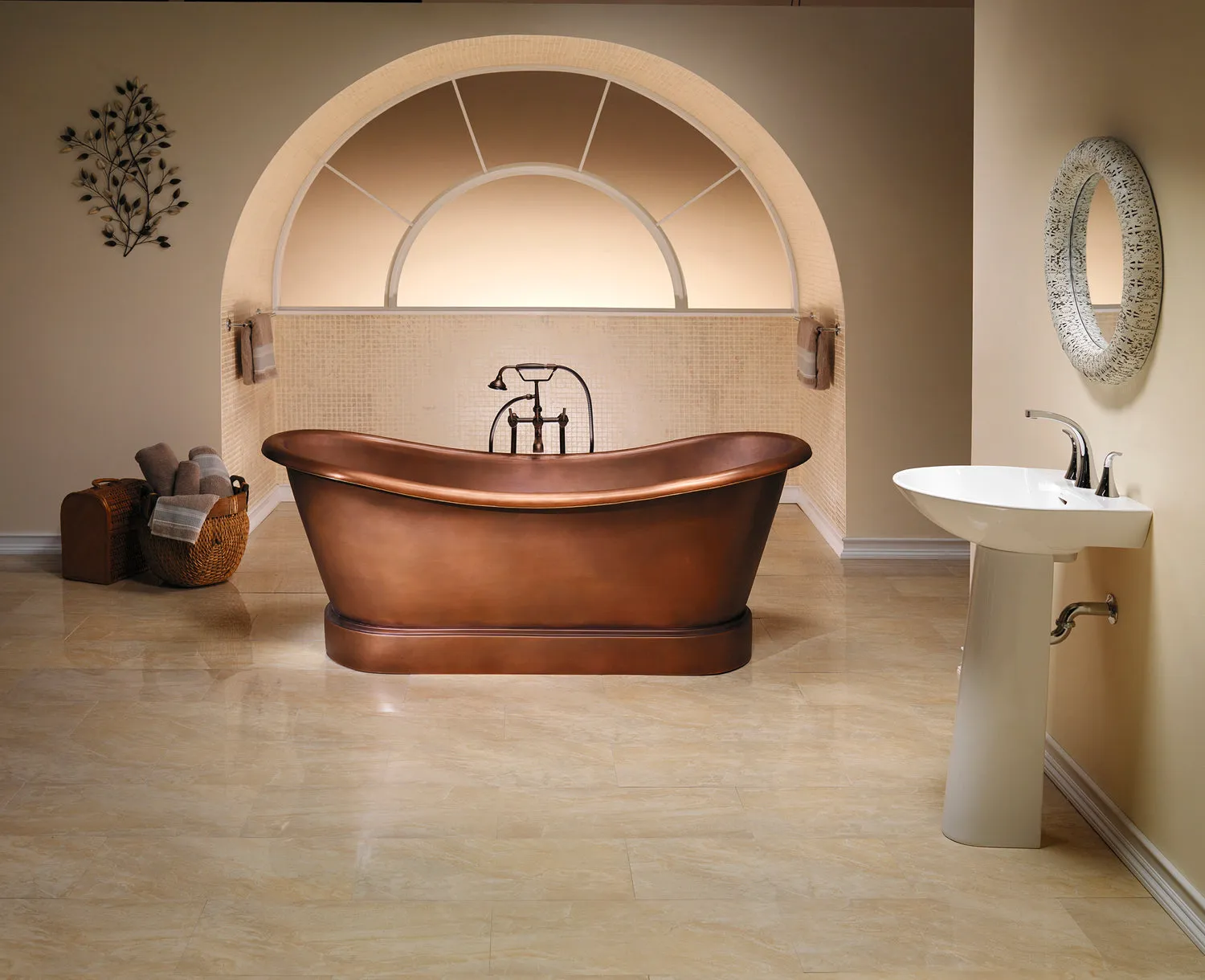 Carwyn 72″ Copper Bateau Double Slipper Tub