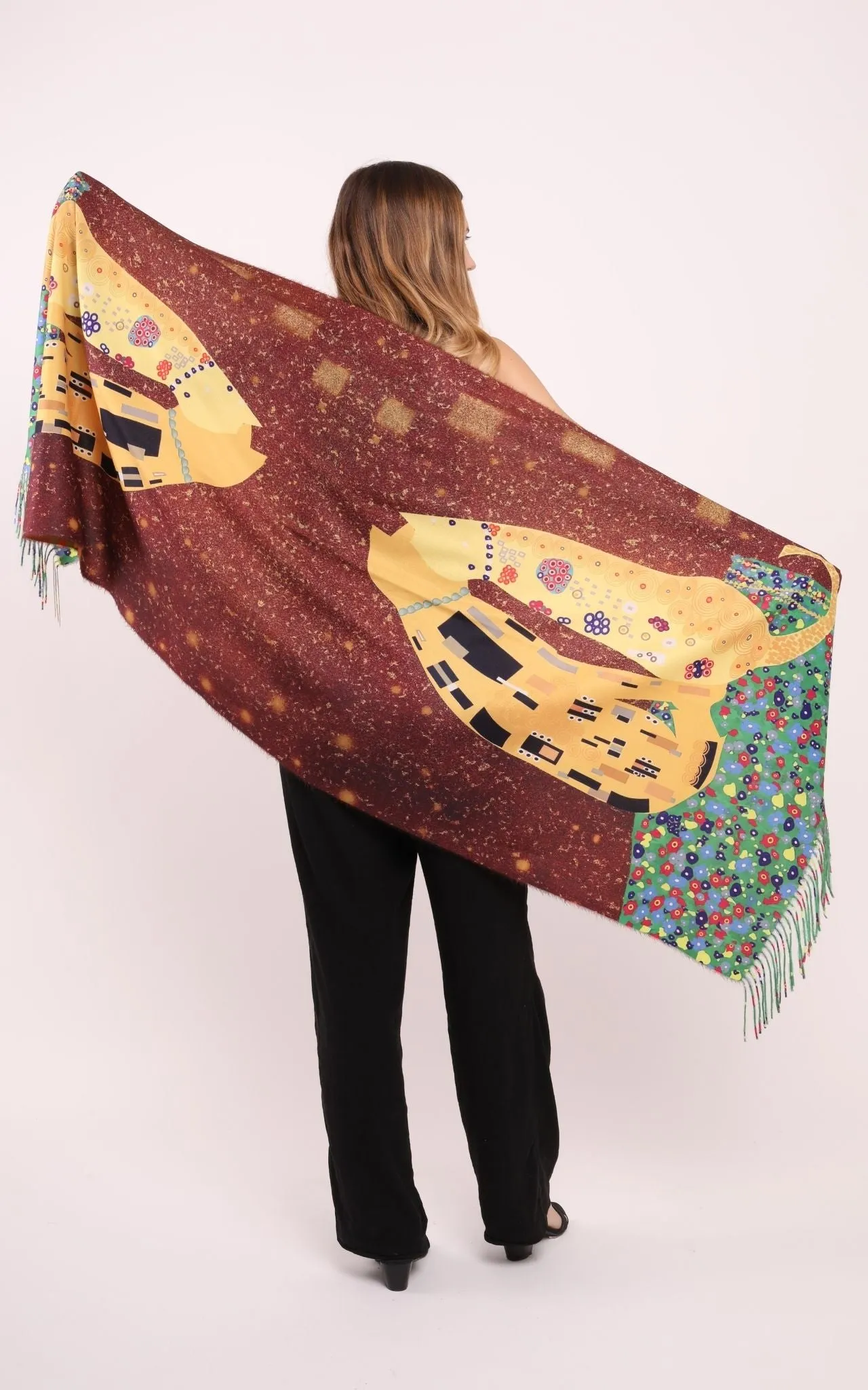 Cat Print Super Soft Wool Fringed Scarf