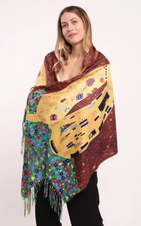 Cat Print Super Soft Wool Fringed Scarf