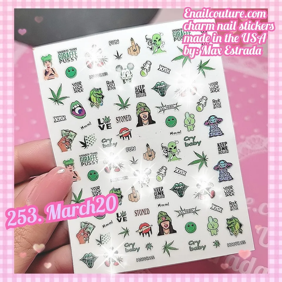 Charm Nail Sticker, Page 3 (flat & 3D Self-AdhesiveNail Decals Leaf Nail Art Stickers Colorful Mixed Nail Decorations)