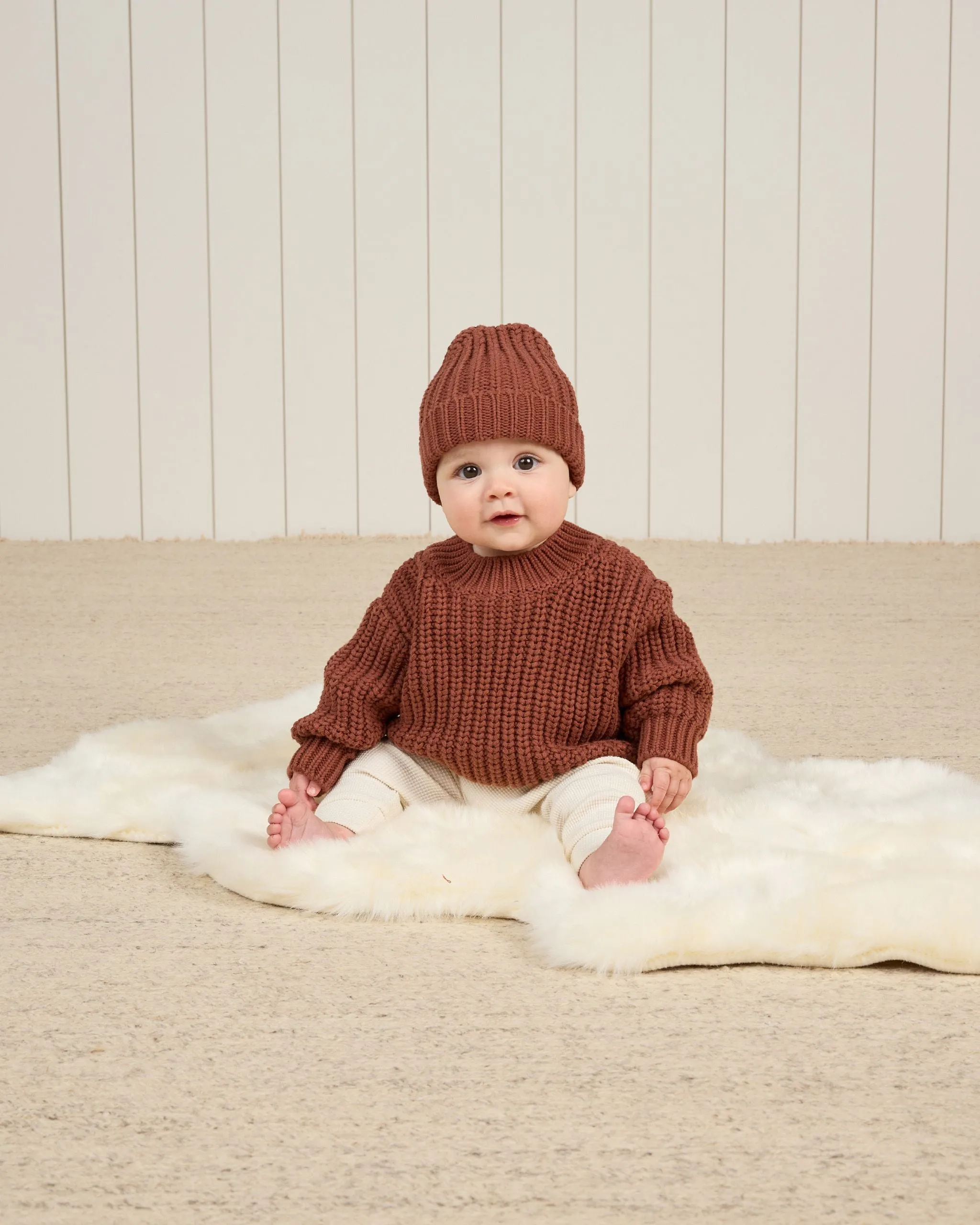 Chunky Knit Sweater in Cranberry