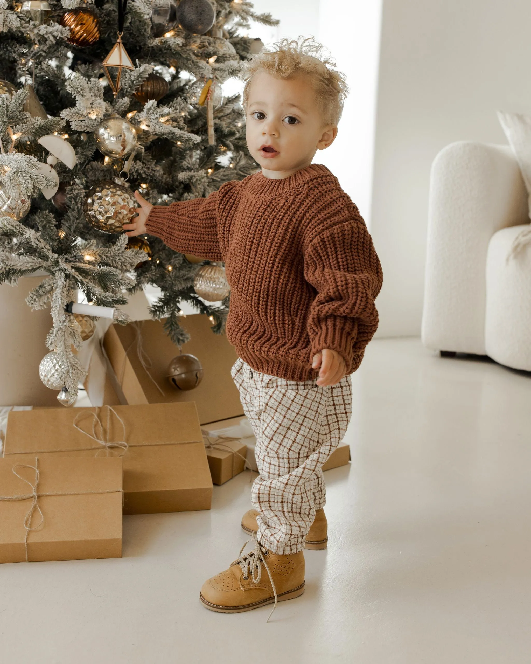 Chunky Knit Sweater in Cranberry