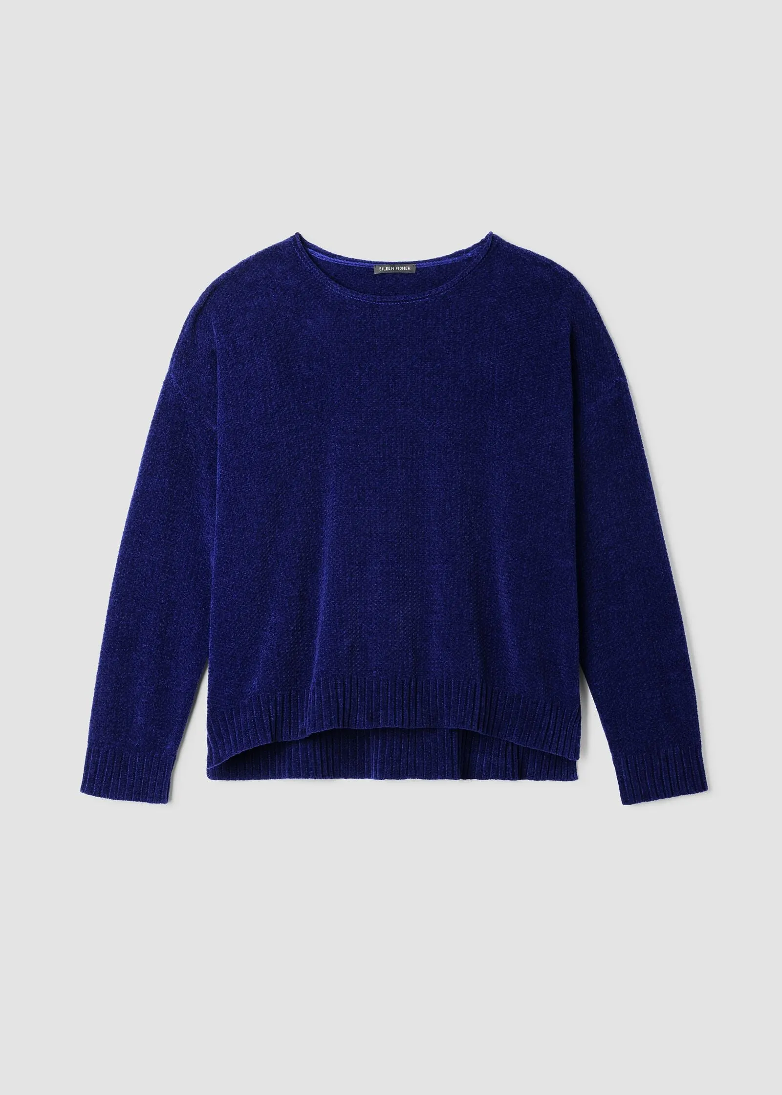 Eileen Fisher Cotton Chenille Jewel Neck Sweater in Infinity