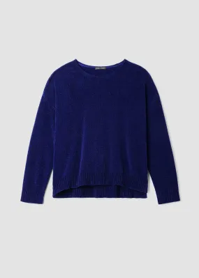 Eileen Fisher Cotton Chenille Jewel Neck Sweater in Infinity