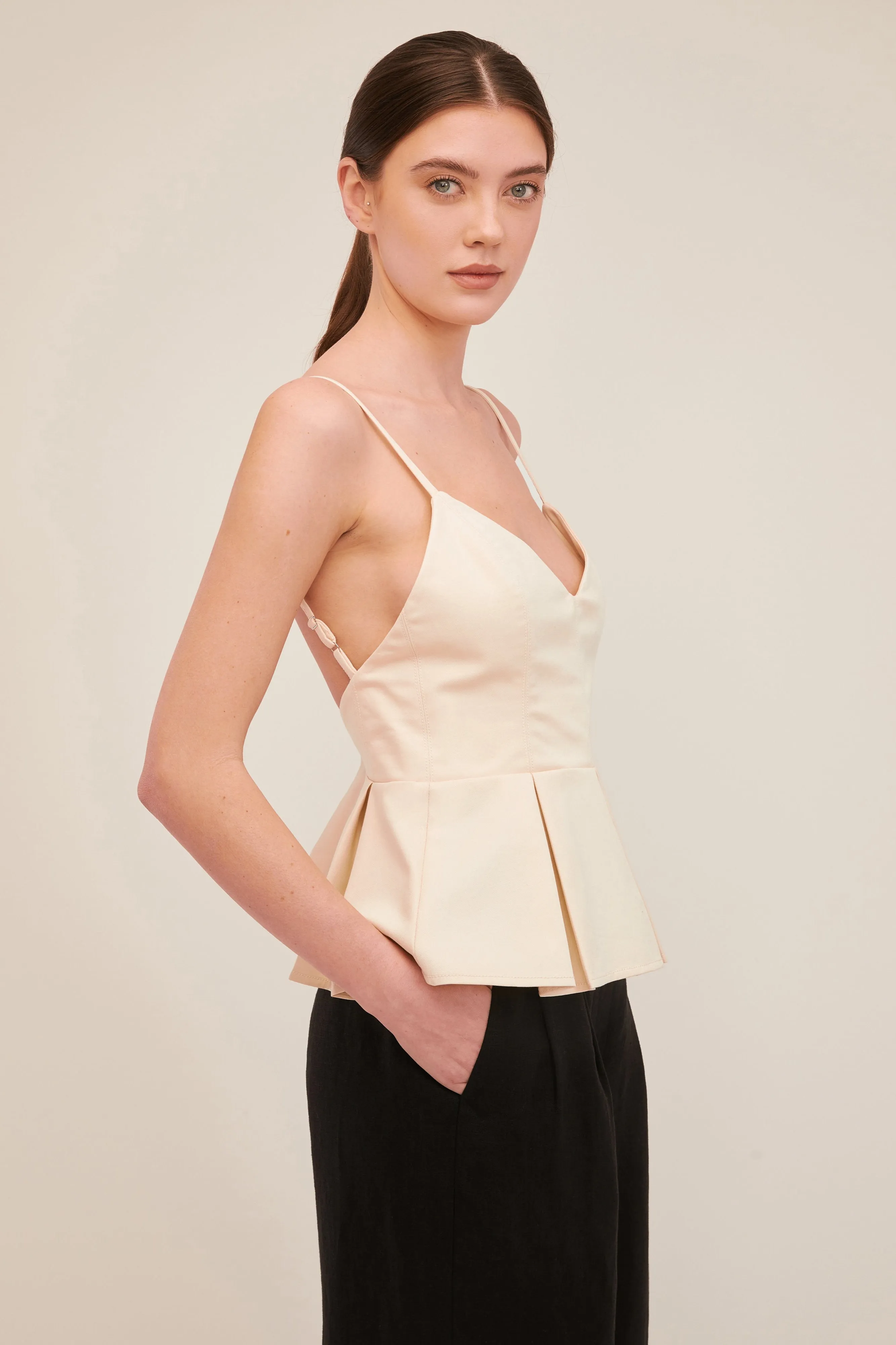Emily Pleated Peplum Top