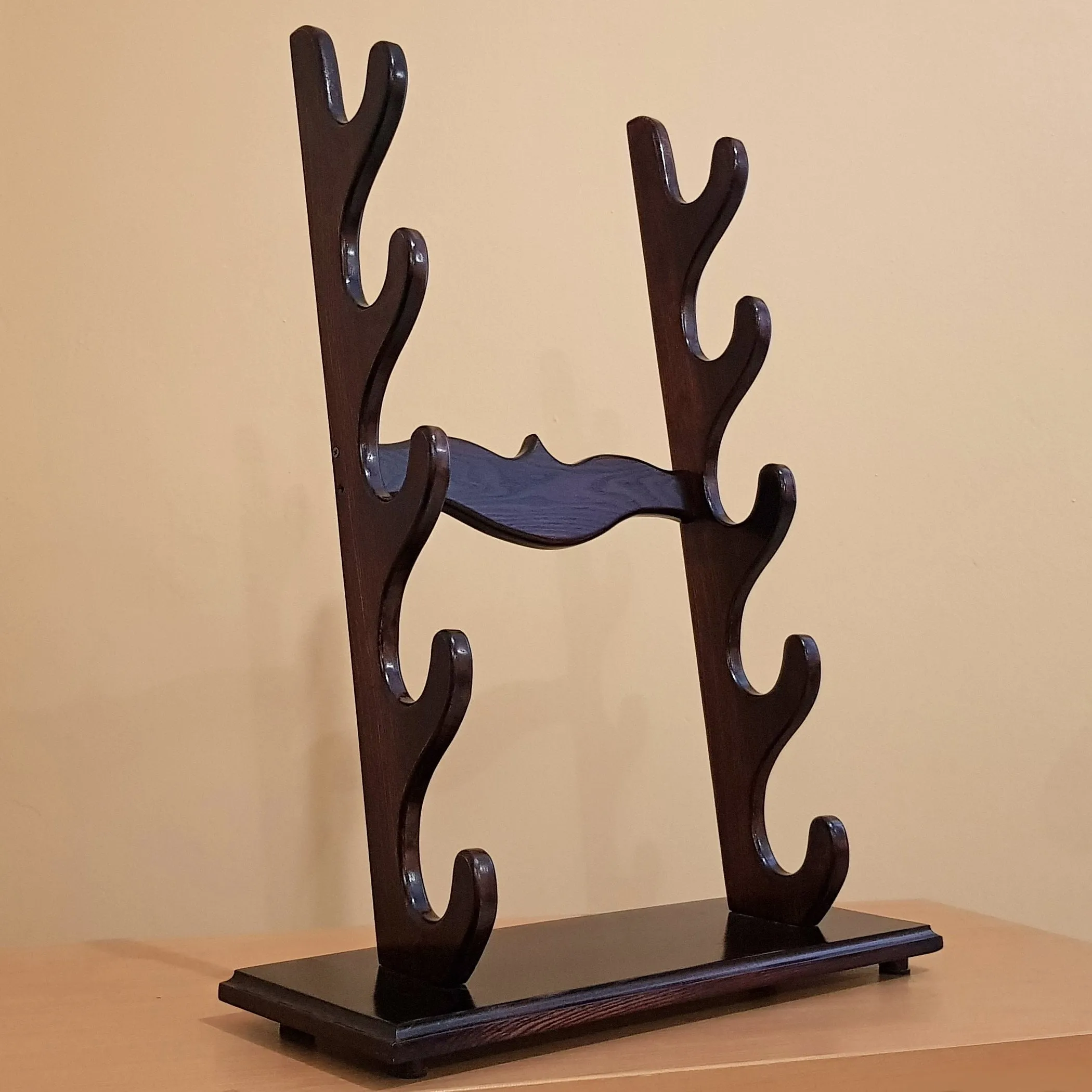 Exclusive Sword, Rifles, Axes Stand Holder - Natural Wood Ash Brown - 5 layer