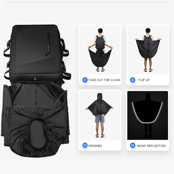 Expandable Capacity Multi-Layer Business Waterproof Backpack with Clock
