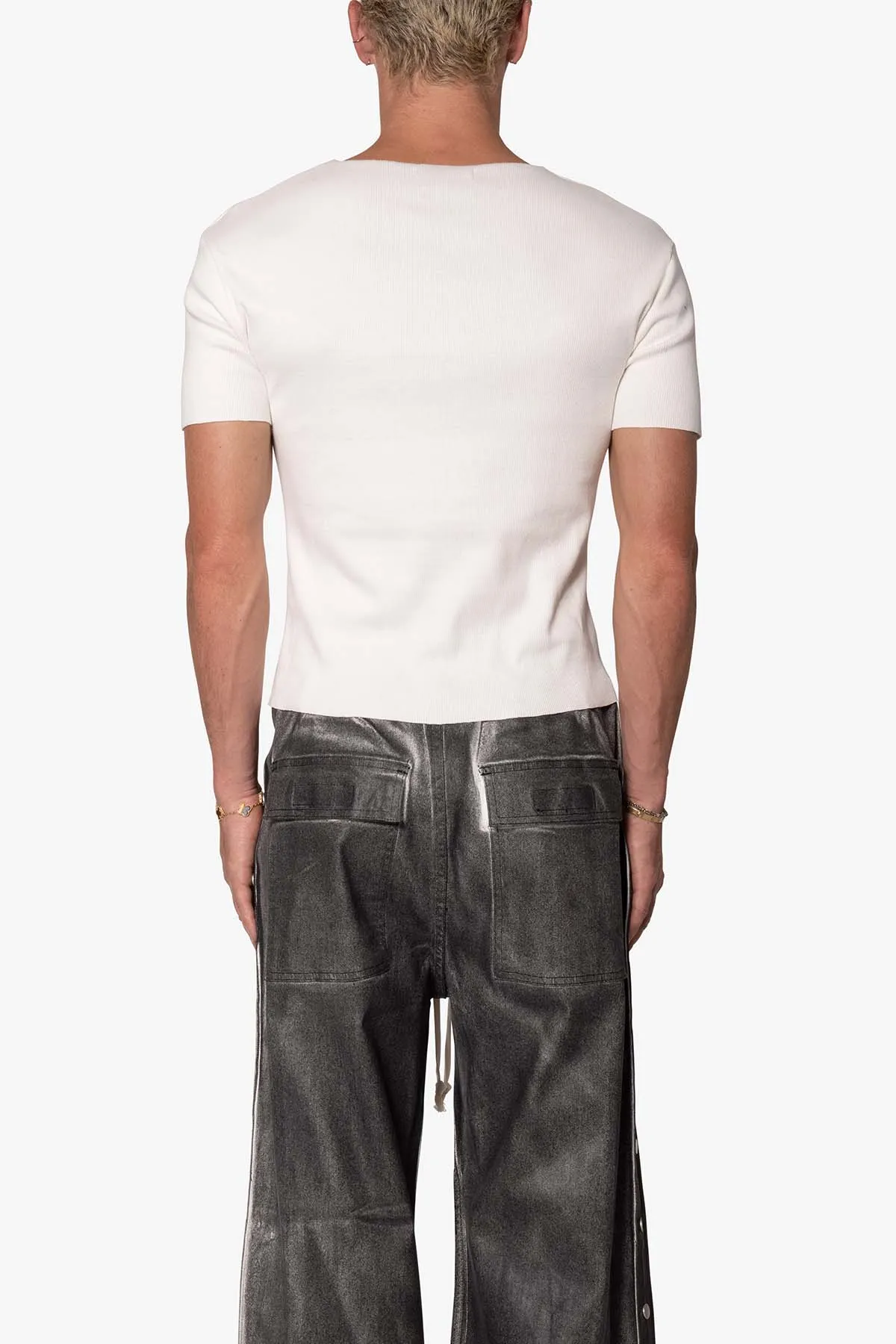 Fitted Ribbed Tee - Off White