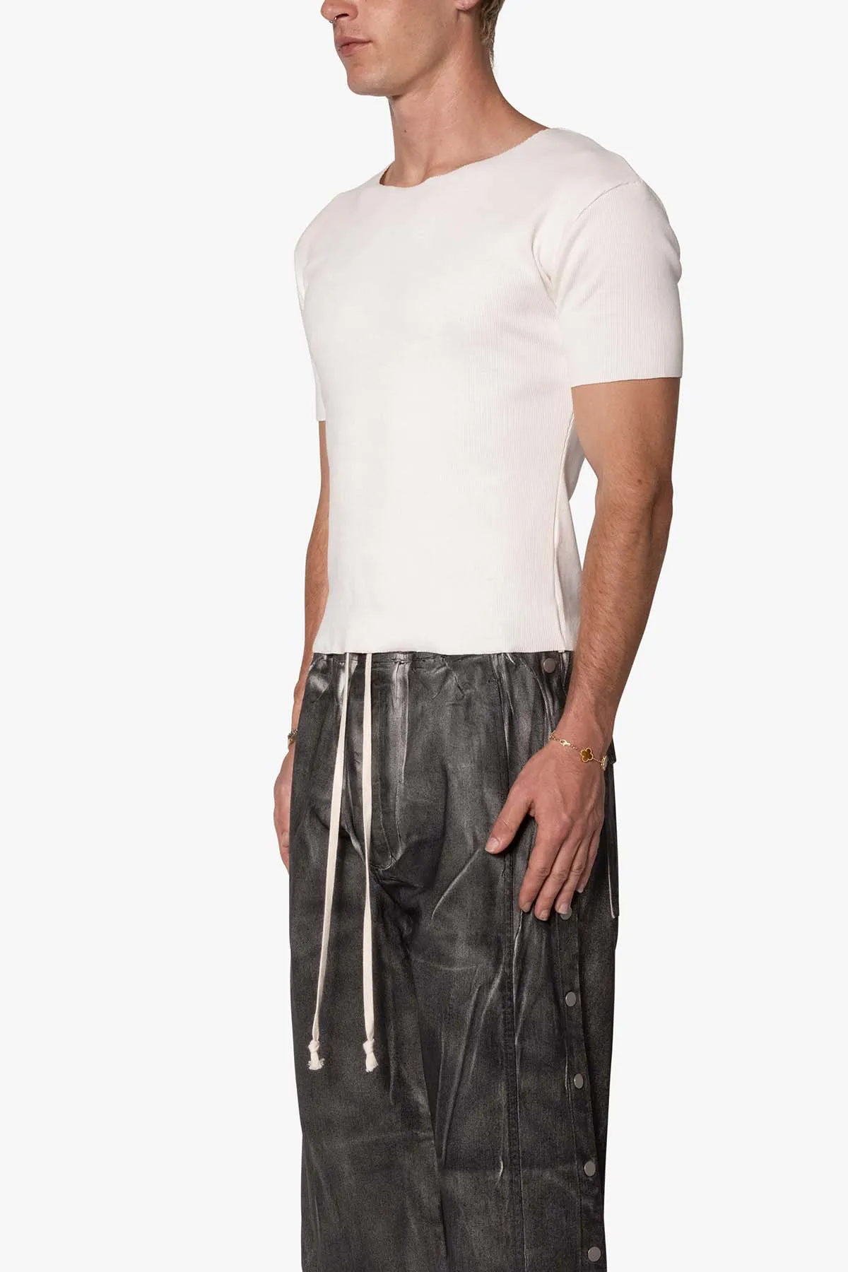 Fitted Ribbed Tee - Off White