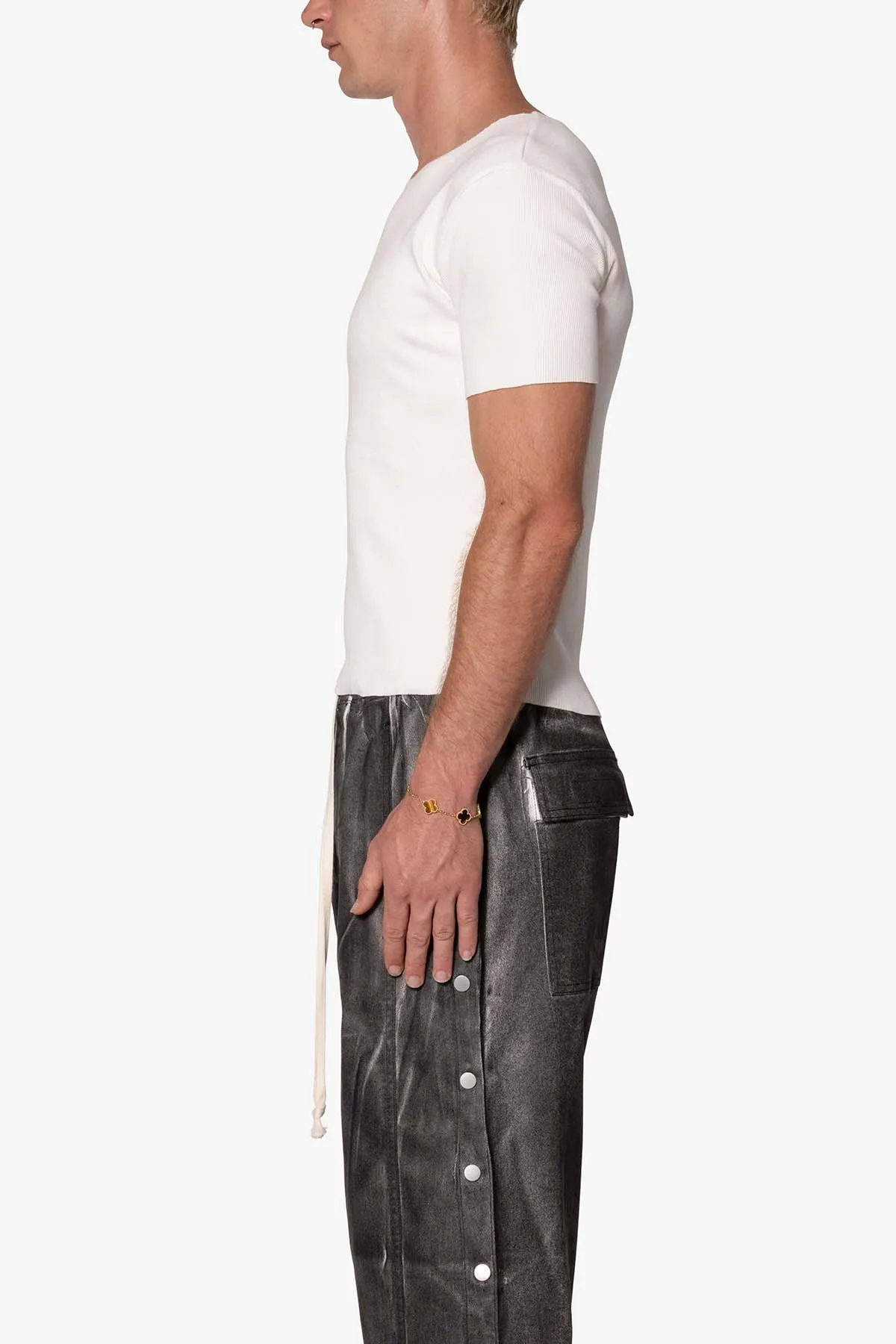Fitted Ribbed Tee - Off White