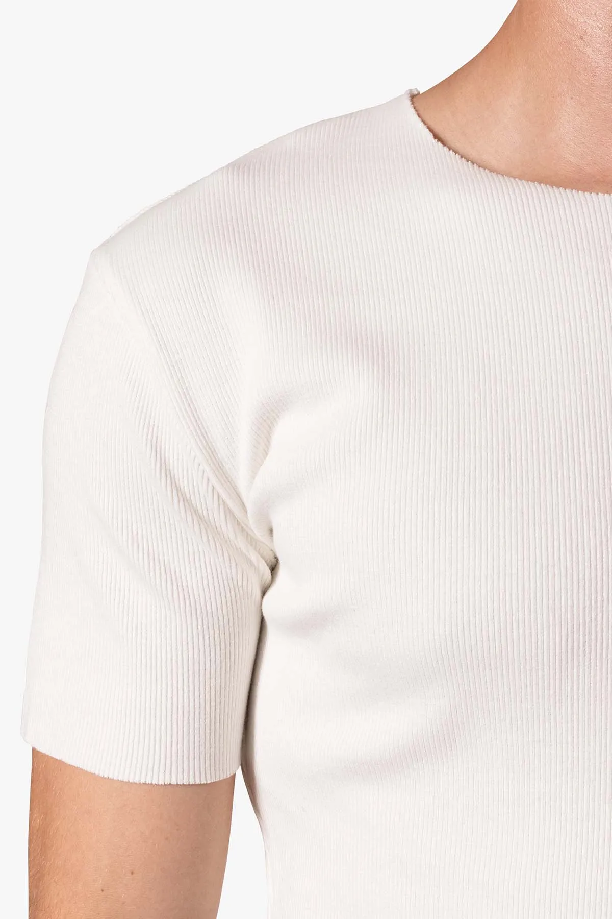 Fitted Ribbed Tee - Off White