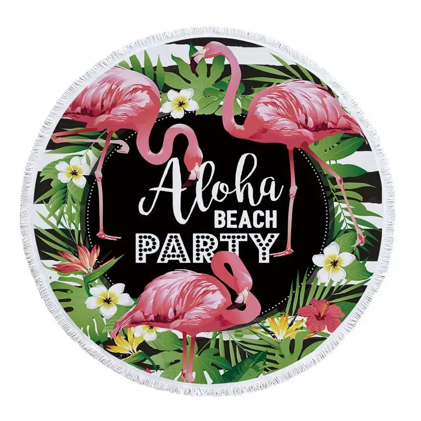 Floral Flamingo Beach Towel with Tassel - 500g Microfiber, Extra Large 150cm - Perfect for Adults - Versatile Bath, Shower, Picnic, Yoga Mat, and Blanket Carpe