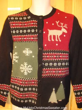 Funny Christmas Sweater Reindeer and Nordic Trims
