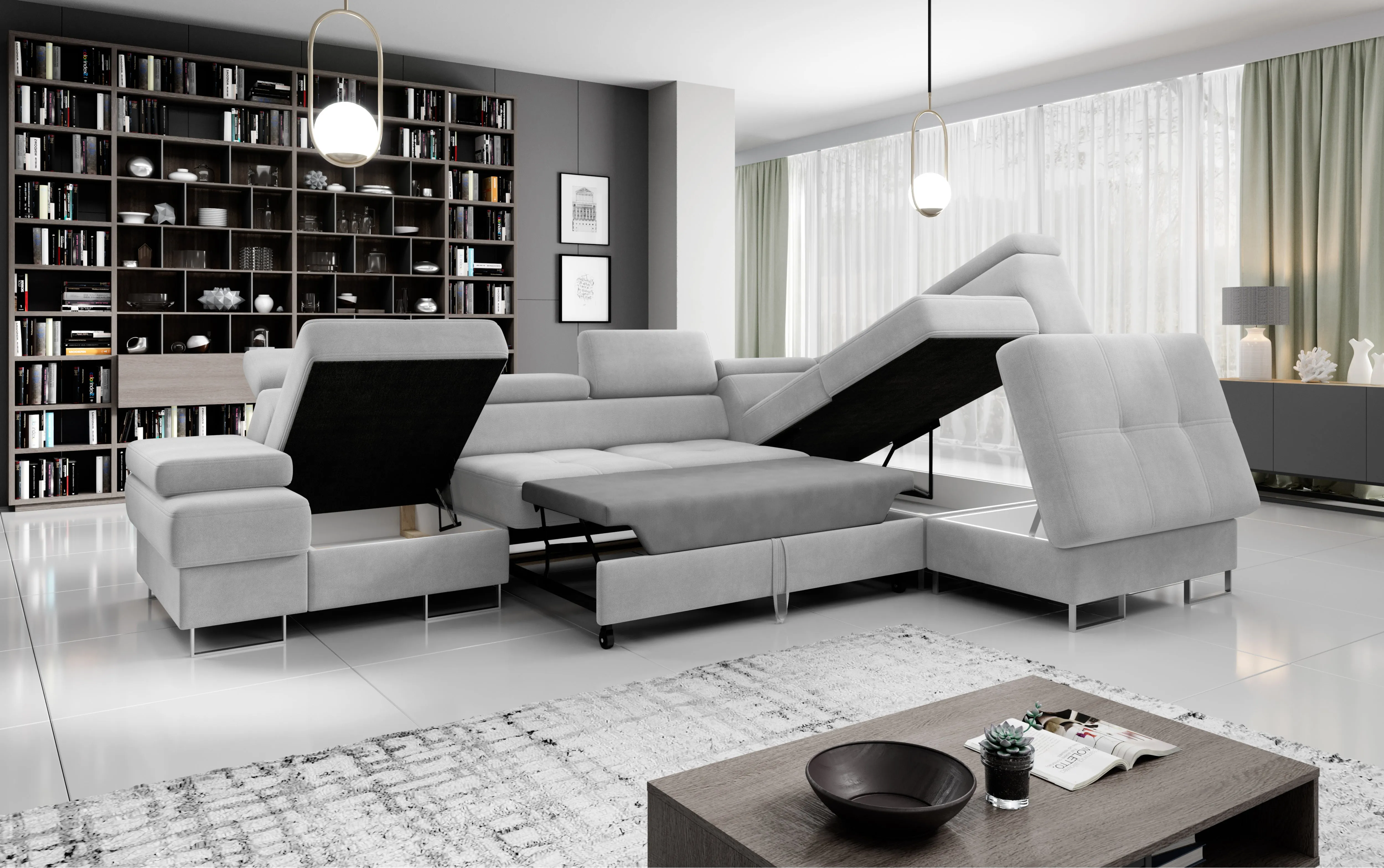 GALAXY L2 131" x 88"  Wide Sleeper Sectional with Storage