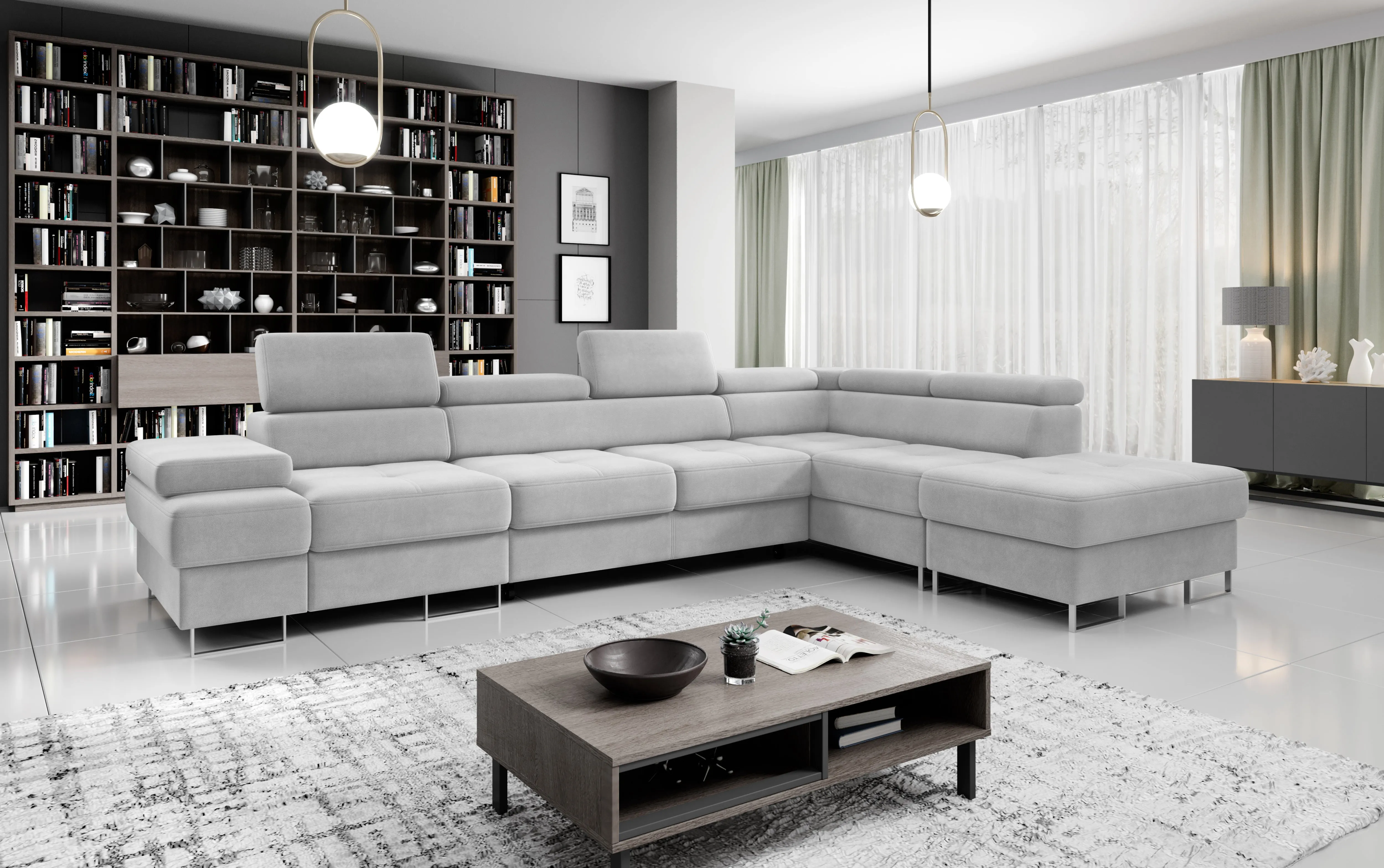GALAXY L2 131" x 88"  Wide Sleeper Sectional with Storage