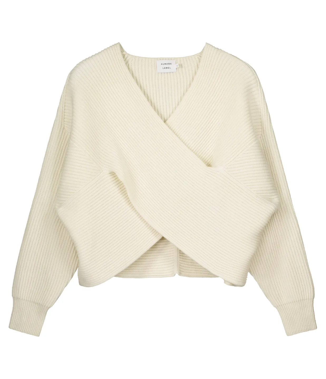 Gia Cashmere and Merino Cross Wrap Sweater in Ivory