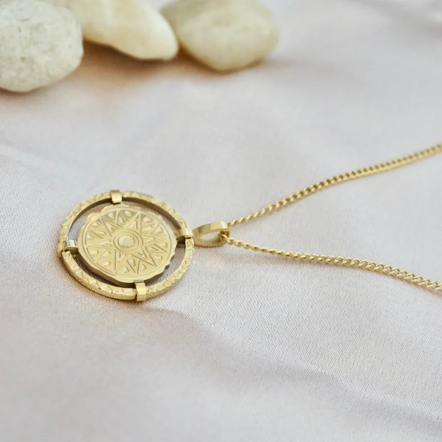 Gold Sun Coin Necklace