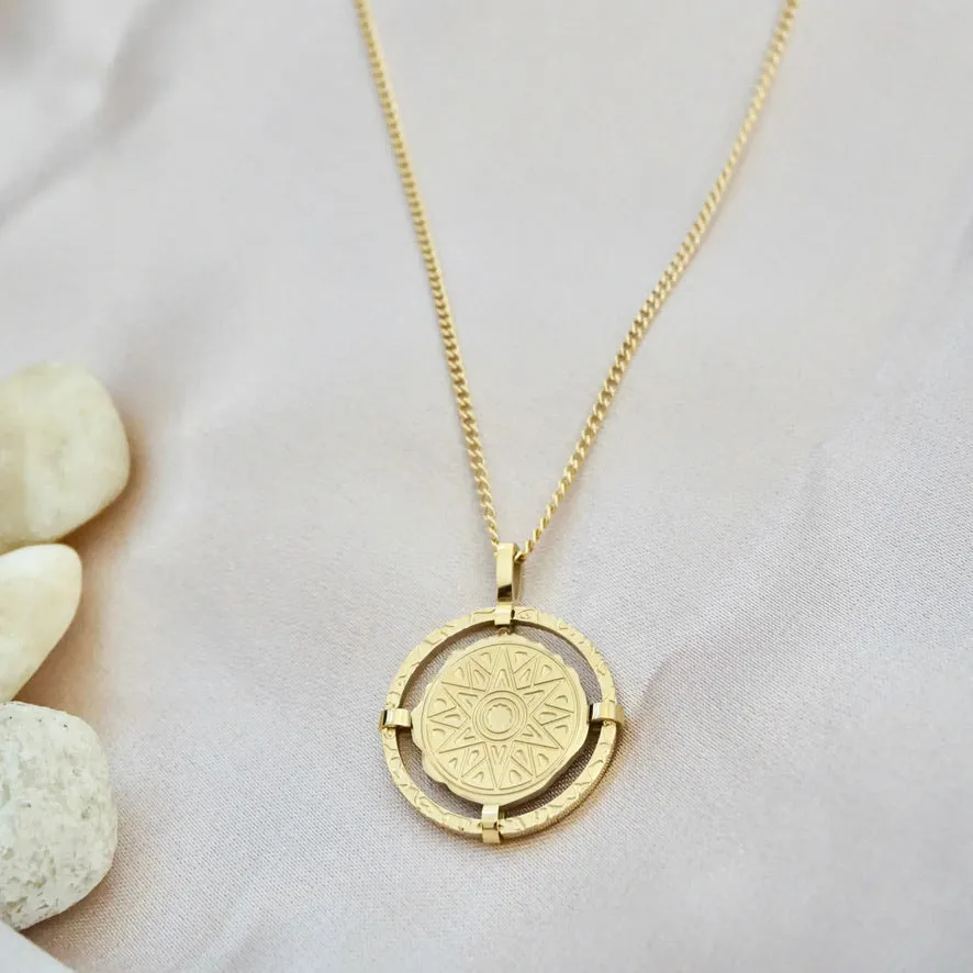 Gold Sun Coin Necklace