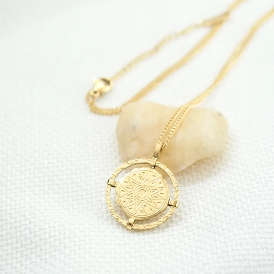Gold Sun Coin Necklace